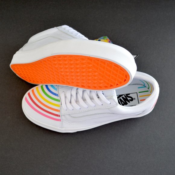VANS OLD SKOOL FLOUR SHOP RAINBOW WHITE LEATHER SNEAKER SHOES NEW - Picture 14 of 14